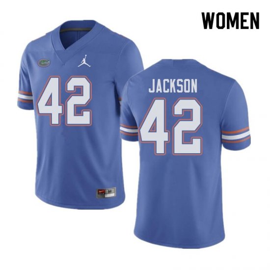 Women's Florida Gators #42 Jaylin Jackson NCAA Jordan Brand Blue Authentic Stitched College Football Jersey LTJ1462VO